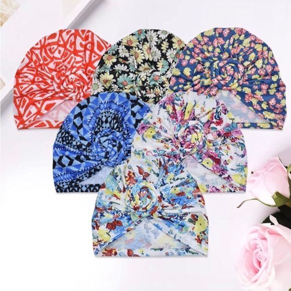 6 Pieces African Head Wraps for Women, Knot Pre-Tied Turban Bonnet Beanie Cap​​ main image 5